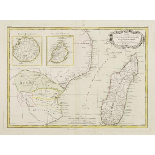 Old map image download for Partie de la Cote Orientale D'Afrique avec l'Isle de Madagascar.. Isles de France et de Bourbon..