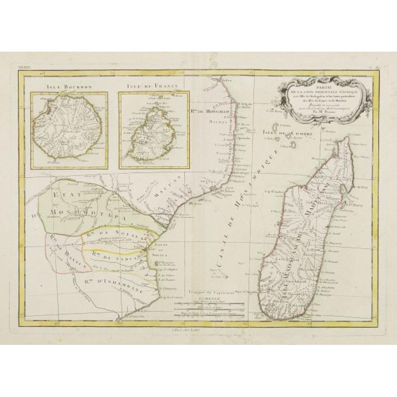 Partie de la Cote Orientale D'Afrique avec l'Isle de Madagascar.. Isles de France et de Bourbon..