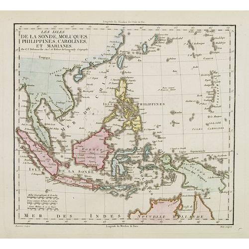 Old map image download for Les Isles de la Sonde, Moluques, Philippines, Carolines et Marianes.