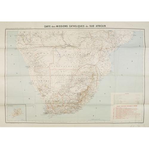 Old map image download for Carte des Missions Catholiques du Sud Africain.