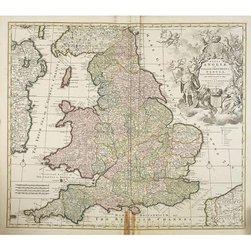 Old map image download for Regni Angliae et Wallae principatus Tabula, divisa in LII Regiones. . .
