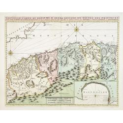 Nouvelle carte du Roiaume D'Alger divisée en toutes ses provinces, avec une partie due cotes D'Espagne . . .