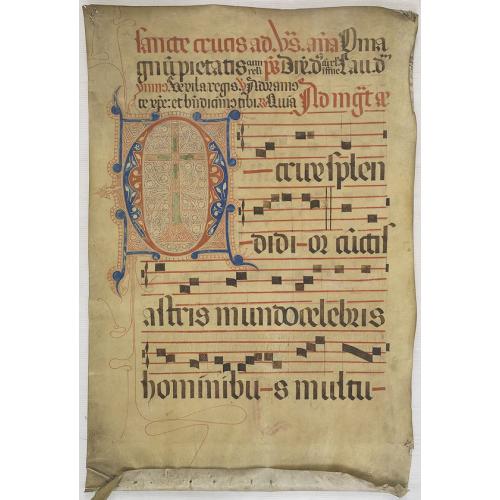 Old map image download for Giant leaf on vellum from an antiphonary.