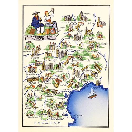 Old map image download for Languedoc - Foix Roussillon.