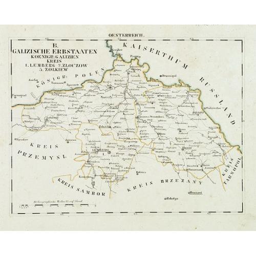 Old map image download for Oesterreich. B. Galizische Erbstaaten Koenigr: Galizien Kreis 1. Lemberg 2. Zloczow 3. Zolkiew.