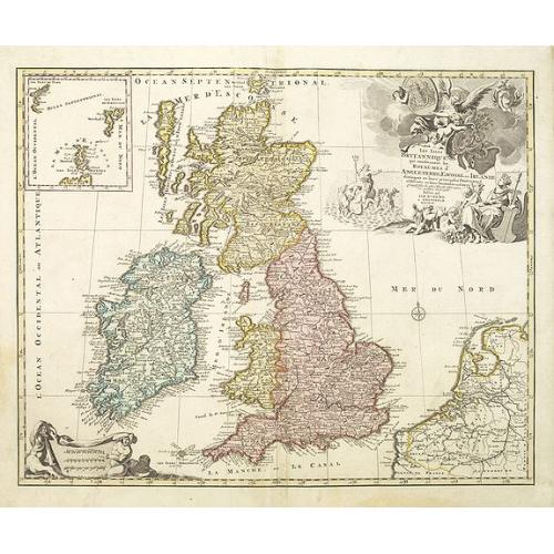 Old map image download for Les isles britanniques qui contiennent les royaumes d'Angleterre, Ecosse . . .