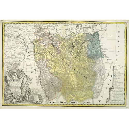 Old map image download for Principatus Silesiae Teschinensis nova et accurata delineatio distincte insimul exhibens Status minores. . .