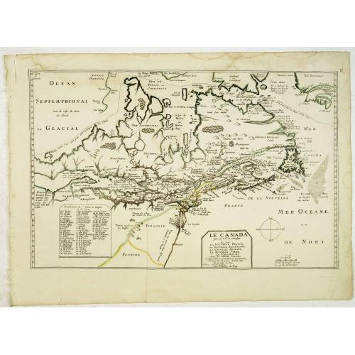 Old map image download for Le Canada faict par le Sr. de Champlain. ou sont La Nouvelle France, La Nouvelle Angleterre, La Nouvelle Holande, La Nouvelle Suede, La Virginie &c. . . .