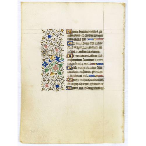 Old map image download for Manuscript leaf from a Parisian book of hours, on vellum.