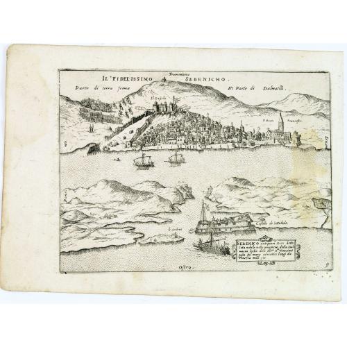 Old map image download for Sebenico antiquam.e Sico detto Citta nobile nella prouincia della Dalmacia. . .