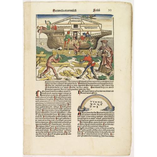 Old map image download for Secunda etas mudi (The arch of Noah.) Folio XI.