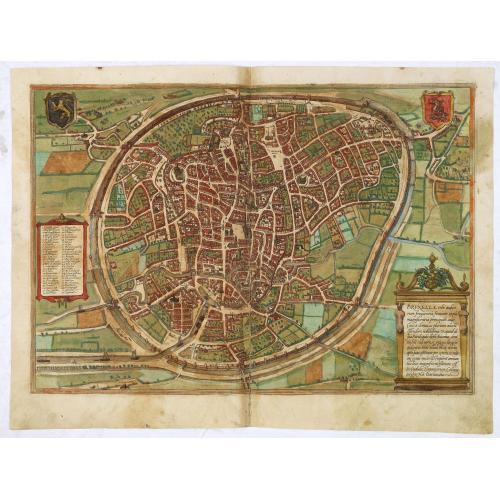 Old map image download for Bruxella, Urbs Aulicorum Frequentia, Fontium Copia, Magnificentia Principalis Aulae (Brussels)