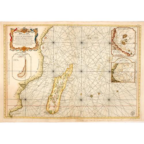Old map image download for Carte réduite du canal de Mozambique et des isles de Madagascar de France de Bourbon, de Rodrigues et autres. . .