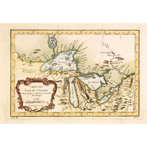 Old map image download for Carte Des Lacs Du Canada Pour sevir a l'Histoire Generale des Voyages.