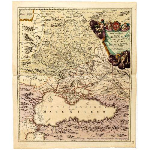 Old map image download for Tabula Geographica qua pars Russiae Magnae Pontus Euxinus seu Mare Nigrum et Tartaria Minor.