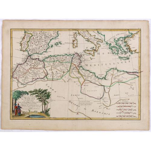 Old map image download for Carte des Côtes de Barbarie ou les Royaumes de Maroc.. Circonvoisins...