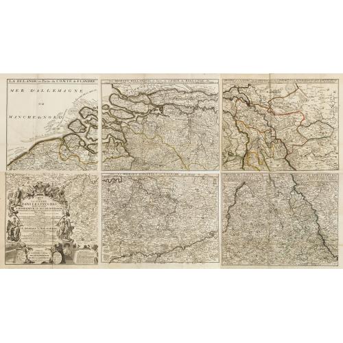 Old map image download for Carte pour la guerre dans les Pays-Bas Dedié et Presenté à monseigneur le Duc de Bourgogne. . . (Six sheet wall map)