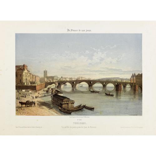 Old map image download for Toulouse. Vue du Pont de pierre prise du Quai de Brienne. N°293.