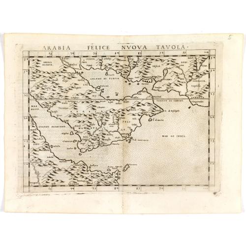 Old map image download for Arabia Felice Nuova Tavola.