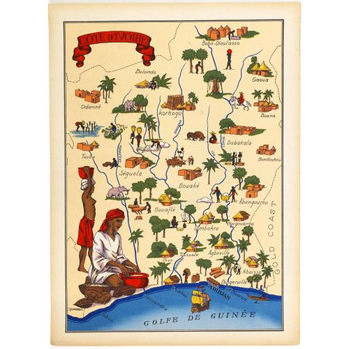 Old map image download for Cote d'Ivoire.