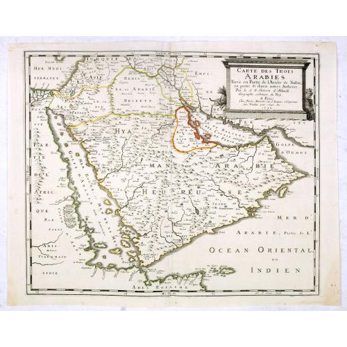 Old map image download for Carte des Trois Arabies. Tiree en Partie de l'Arabe de Nubie, en Partie de Divers autres Autheurs. . .