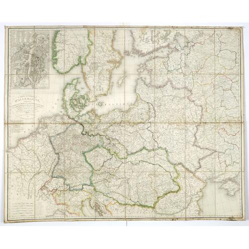 Old map image download for Carte générale d'Allemagne comprenant l'empire d'Autriche, la Confédération du Rhin, le Dannemarck, la Prusse et la Pologne, une partie de la Suède, des empires de France, de Russie et de Turquie . . .
