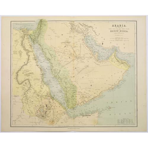 Old map image download for Arabia, the Red Sea, the Valley of the Nile, Egypt, Nubia and Abyssinia.