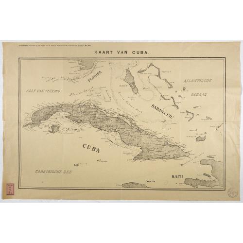 Old map image download for Kaart van Cuba. Bijvoegsel behoorende bij het 2e blad van de nieuwe Rotterdamsche Courant van Vrijdag 6 Mei 1898.