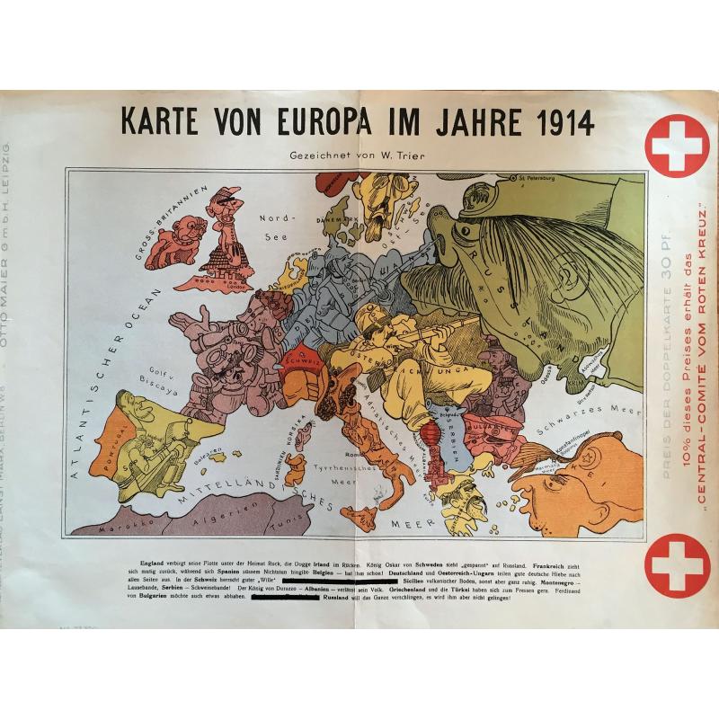 Karte von Europa im Jahre 1914.