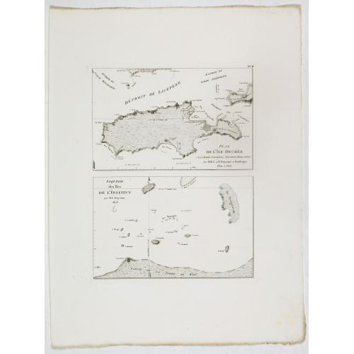 Old map image download for Plan de l'Ile Decres (à la Terre Napoleon, Nouvelle-Hollande) par M. M. L. et H. Freycinet et Boullanger, 1802 et 1803. [with] Esquisse des Iles de l'Institut . . .