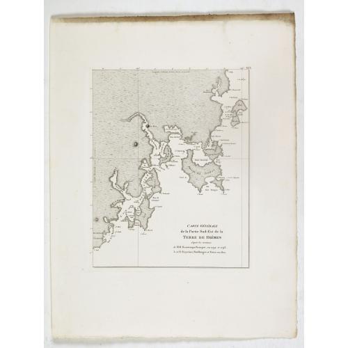 Old map image download for Carte generale de la partie sud-est de la Terre de Diemen [cartographic material] / d'apres les travaux de M. M. Beautemps-Beaupre, en 1792 et 1793, L. et H. Freycinet, Boullanger et Faure en 1802.