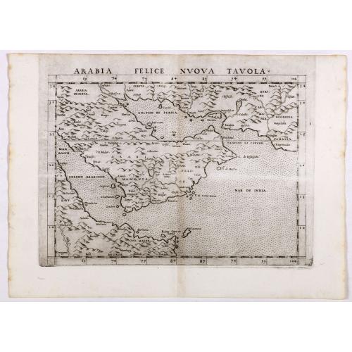 Old map image download for Arabia Felice Nuova Tavola. [Arabian Peninsular]