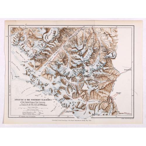 Old map image download for Dych-Tau & the Northern Glaciers of the Central Group of the Caucasus from surveys by M.M.Jukoff & Bogdanoff. . .