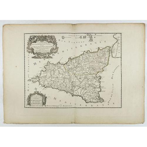 Old map image download for La Sicile divisee en ses trois povinces ou valees. . .