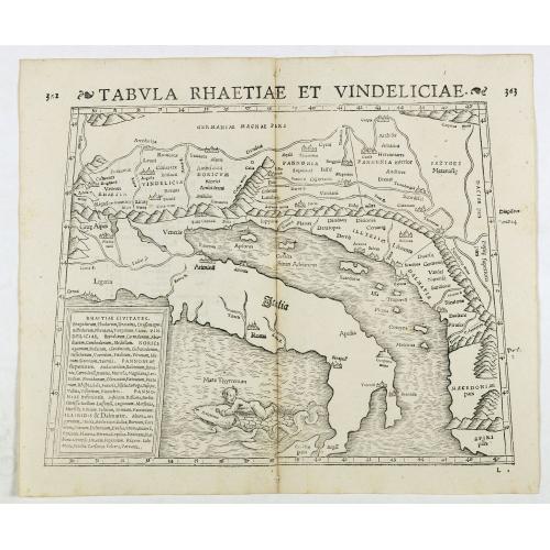 Old map image download for Tabula Rhaetiae et Vindeliciae. (Adriatic coast and Balkan States, Dalmatia, etc.)