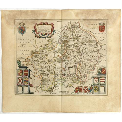 Old map image download for Wigorniensis Comitatus et Comitatus Warwicensis, nec non Coventrae libertas, Worcester, Warwic shire. And the Liberty of Coventre.