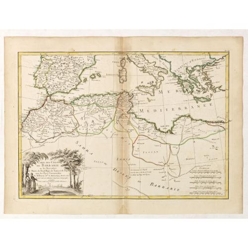 Old map image download for Carte des Côtes de Barbarie ou les Royaumes de Maroc.. Circonvoisins...