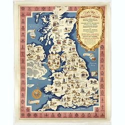 A map of the British Army with battle honours and militray achievements and Regimental Badges . . .
