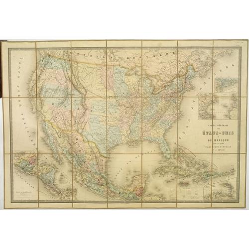 Old map image download for Carte Générale Des Etats - Unis Et Du Mexique Comprenant L'Amerique Centrale Et Les Antilles.