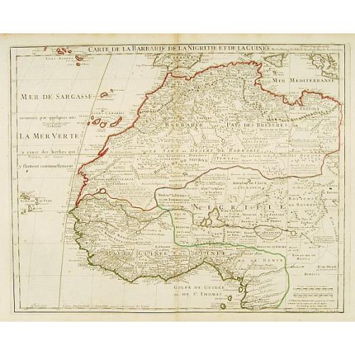 Old map image download for Carte de la Barbarie de la Nigritie et de la Guinée. . .