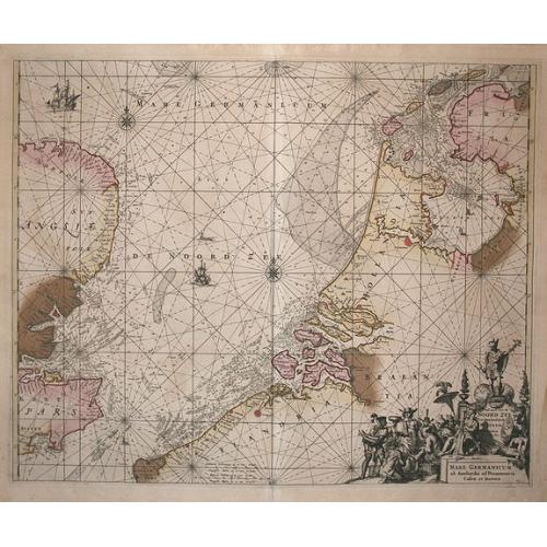 Old map image download for Pas Caert van de Noord Zee van Ameland tot de hoofden.