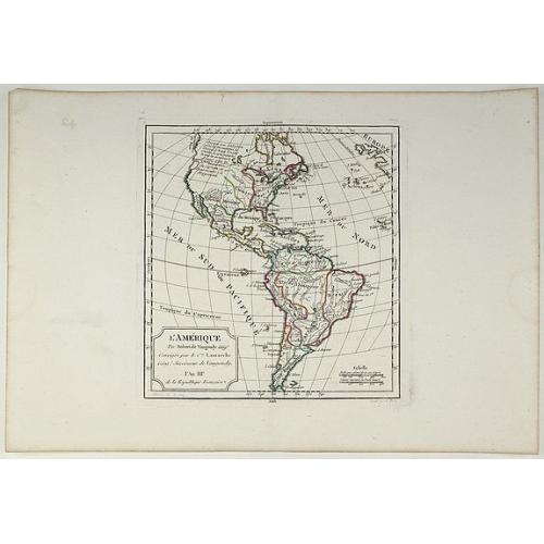 Old map image download for L'Amerique Par Robert de Vaugondy Corrigee par le C Lamarche An III. &#8203;