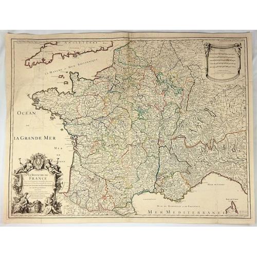 Old map image download for Le Royaume de France Dresse les Memoires et Nouvelles Observations de Messieurs de l'Academie Royalle de Sciences