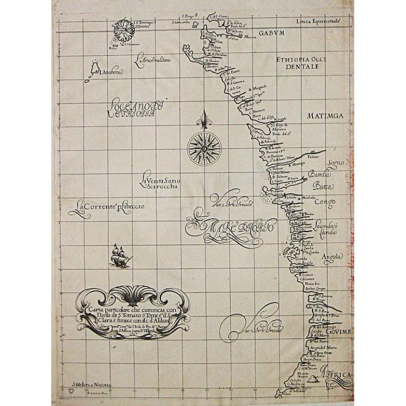 Carte particolare che comincia con l'Isole di S. Tomasso e Tome e c. d' S. Clara e finisce con il. c. d' Aldeas.
