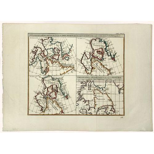 Old map image download for Carte qui represente les differentes connoissances que L'on a eues des Terres Arctiques depuis 1650. . . CARTE DE LA BAYE D' HUDSON.