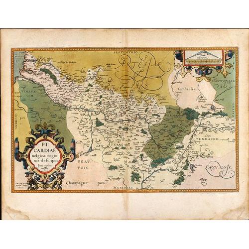 Old map image download for Picardiae, Belgicae regionis descriptio. Joanne Surhonio auctore