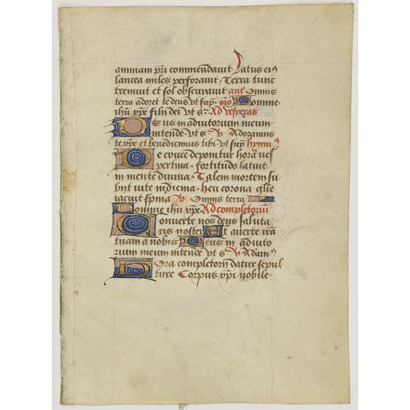 A manuscript leaf from a book of hours, on vellum.
