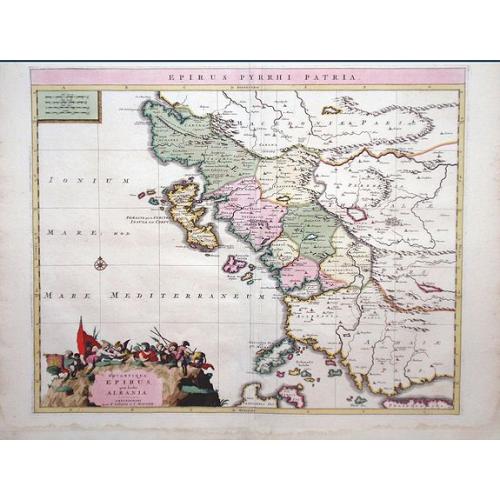 Old map image download for Epirus Pyrrhi Patria / Novantiqua Epirus quae hodie Albania.
