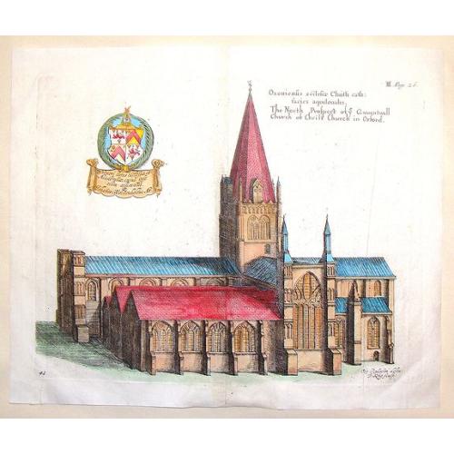 Old map image download for The North Prospect of ye Conuentuall Church of Christ in Oxford.
