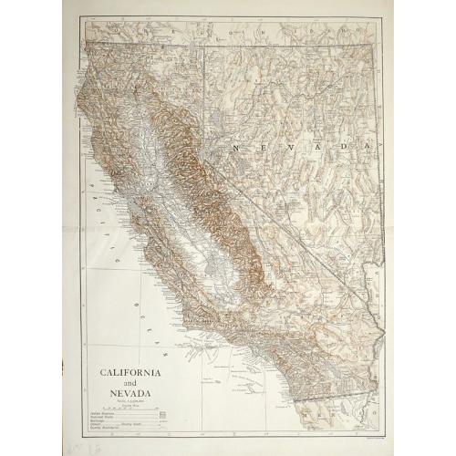 Old map image download for California and Nevada by Sir Emery Walker.